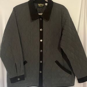 ✅BOB MACKIE COAT/JACKET IN GRAY TRIMMED IN BLACK.  SIZE 1X